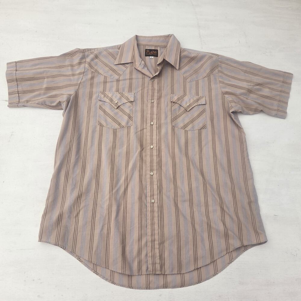 Vintage Plains Western Wear Shirt Men L Pearl Snap Button Cowboy Ranch Rodeo